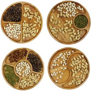 Στρογγυλά μπαμπού πλάκες για αποθήκευση σνακ Candy