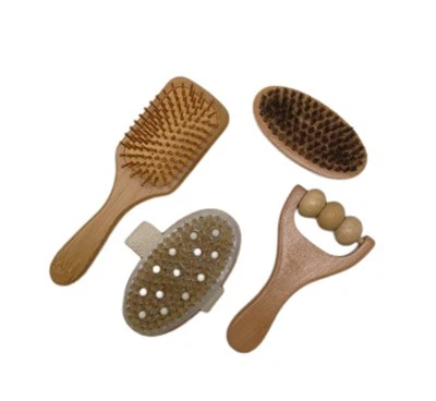 Σετ μαλλιών με βούρτσα καθαρισμού σώματος Bamboo Wooden